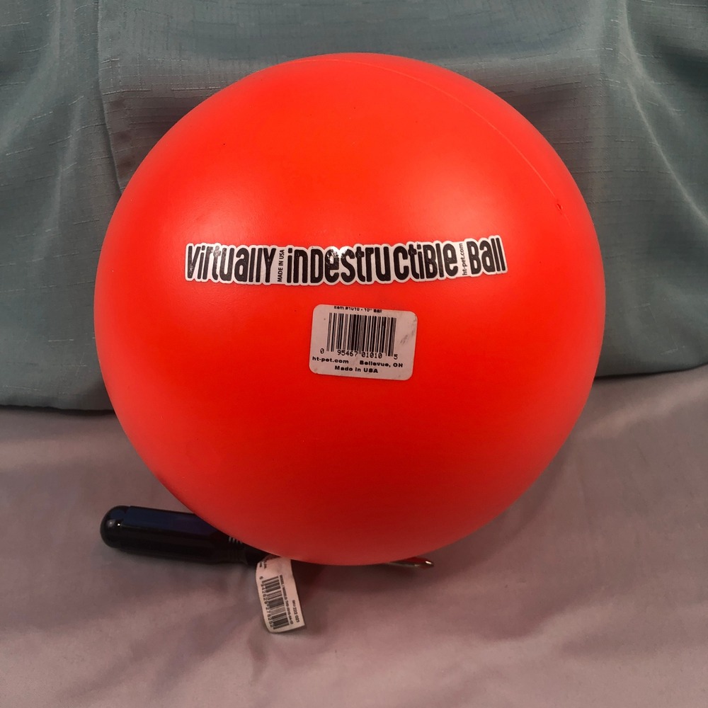Virtually Indestructible Dog Ball 10 Inch Orange Hard Plastic Herding Toy USA